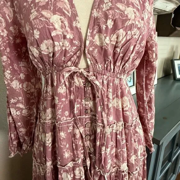 NWT Free People Womens Tiered Pappiet Midi Dress Current Rose Medium - Picture 9 of 16